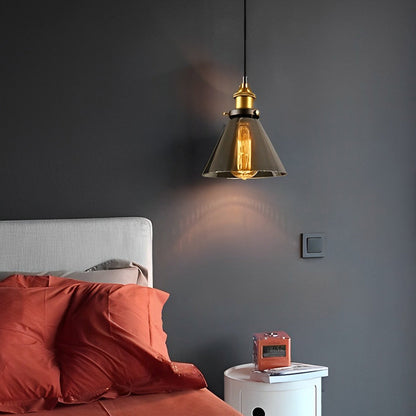 [Open-Box]Retro Creative Glass Electroplated Smoke Gray Industrial Pendant Lamp