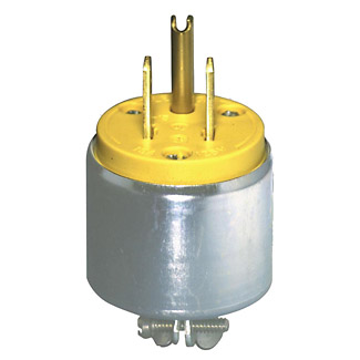15 Amp, 125 Volt, NEMA 5-15P, 2-Pole, 3-Wire Grounding Plug, Straight Blade, Armored, Yellow