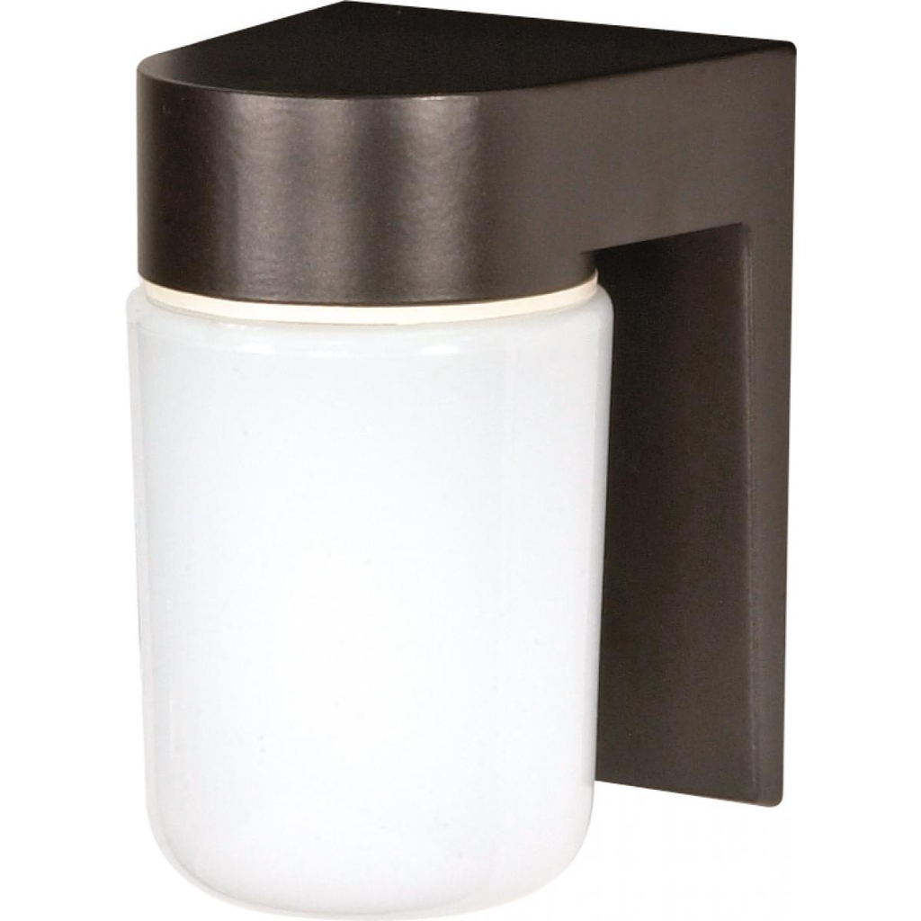 1 Light - 8" Utility Wall with White Glass - Bronzotic Finish
