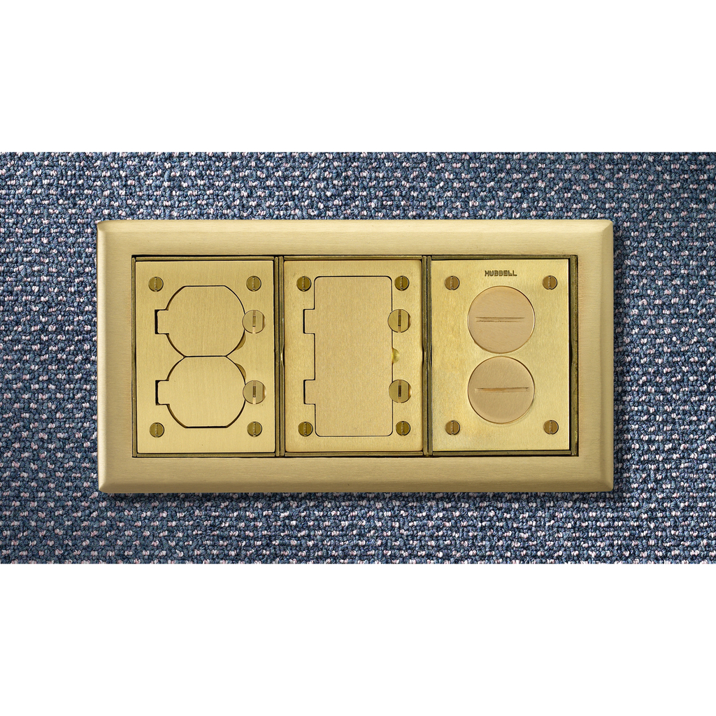 3-Gang Carpet Flange, Rectangular, 6.00" X 11.43", Brushed Brass