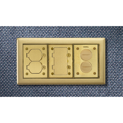 3-Gang Carpet Flange, Rectangular, 6.00" X 11.43", Brushed Brass