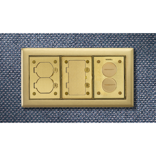 3-Gang Carpet Flange, Rectangular, 6.00" X 11.43", Brushed Brass