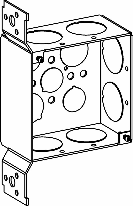 2-1/8" DEEP, 4" SQUARE (4S) DEEP BOX WELDED WITH 1" KO & FB BRACKET