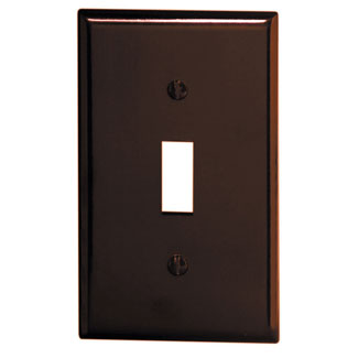 1-Gang Toggle Switch Wallplate, Standard Size, Thermoset, Brown