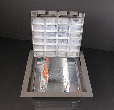 AC SeriesTM AC10105 Eight Gang Raised Floor Box with Gray Carpet style Lid