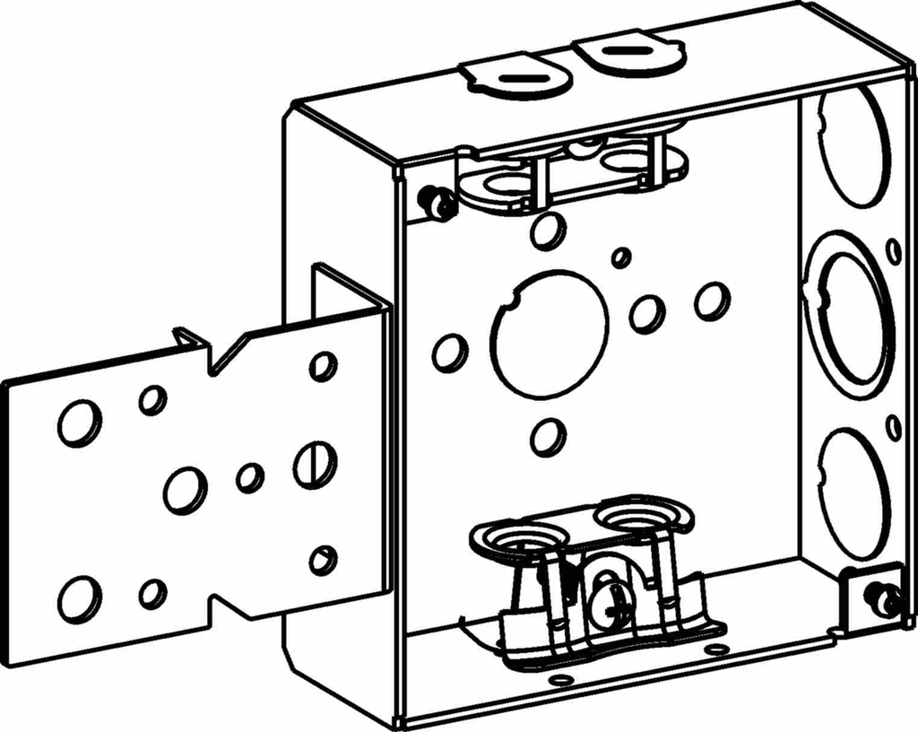 1-1/2" DEEP, 4" SQUARE (4S) BOX WELDED WITH MC CLAMPS & B BRACKET