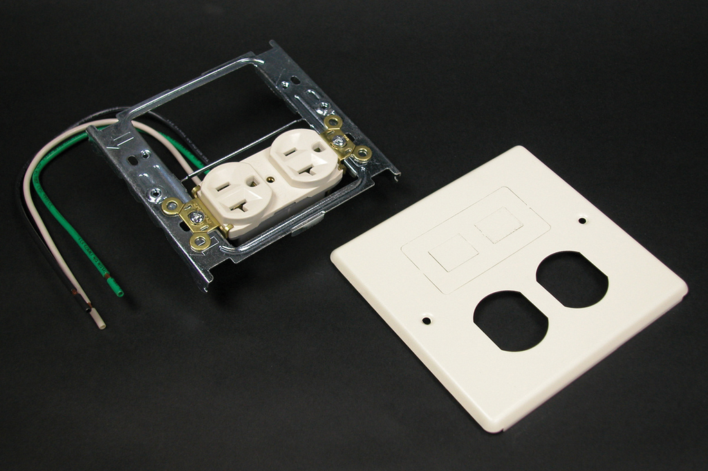 4047 Two-Gang Cover One Duplex Receptacle Installed One Modular Furniture Opening
