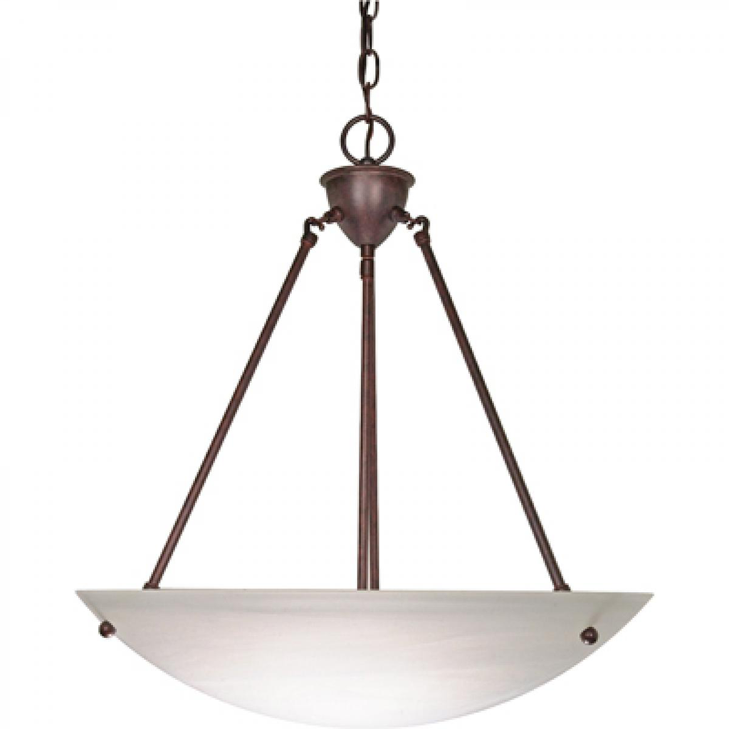 3 Light - 23" Pendant with Alabaster Glass - Old Bronze Finish