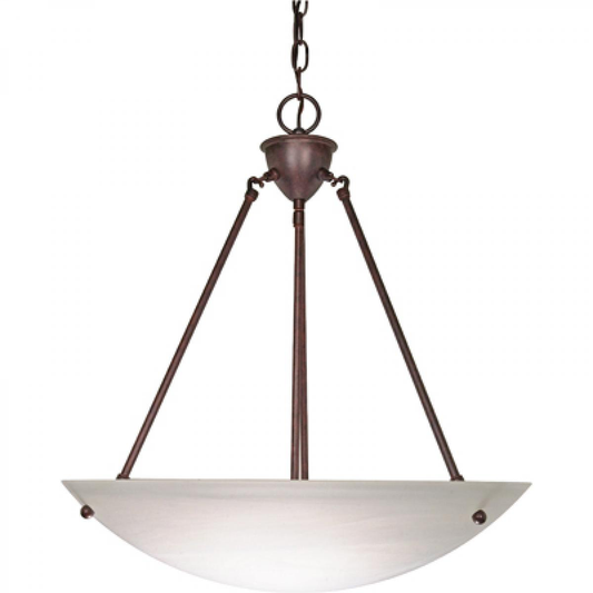 3 Light - 23" Pendant with Alabaster Glass - Old Bronze Finish