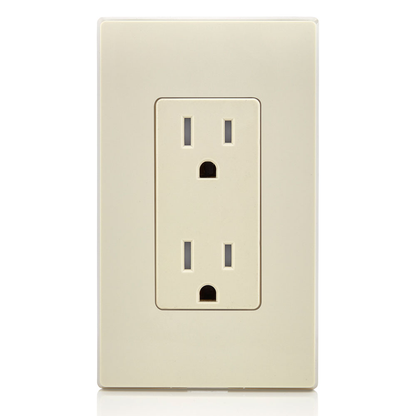 15 Amp Decora Tamper-Resistant Duplex Outlet/Receptacle, Self-Grounding, Light Almond