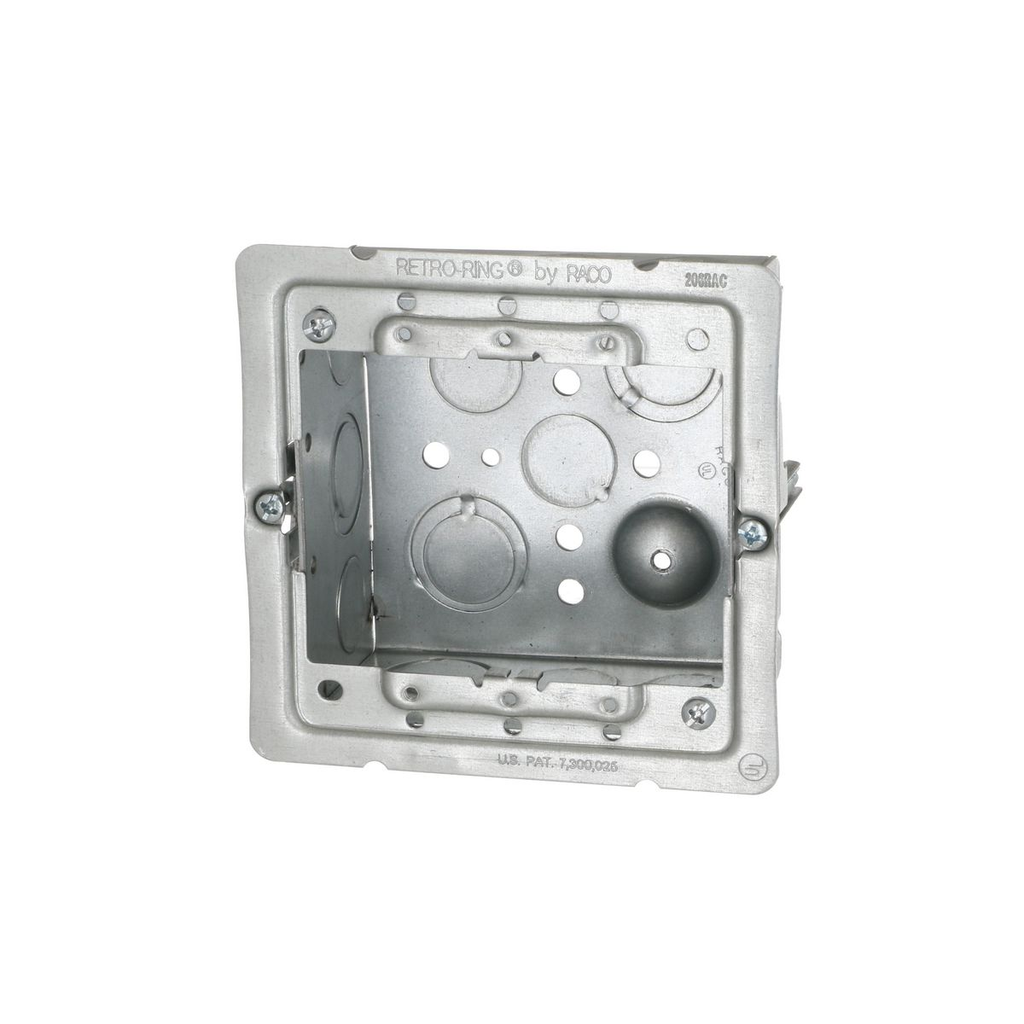 4 in. Square Box, Welded, 2-1/8 in. Deep, Ten 1/2 in. KO's & Five TKO's, Raised Ground, Old-Work