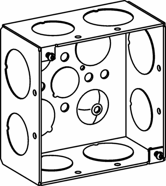 2-1/8" DEEP, 4" SQUARE (4S) DEEP BOX WELDED WITH 3/4" & 1" KO