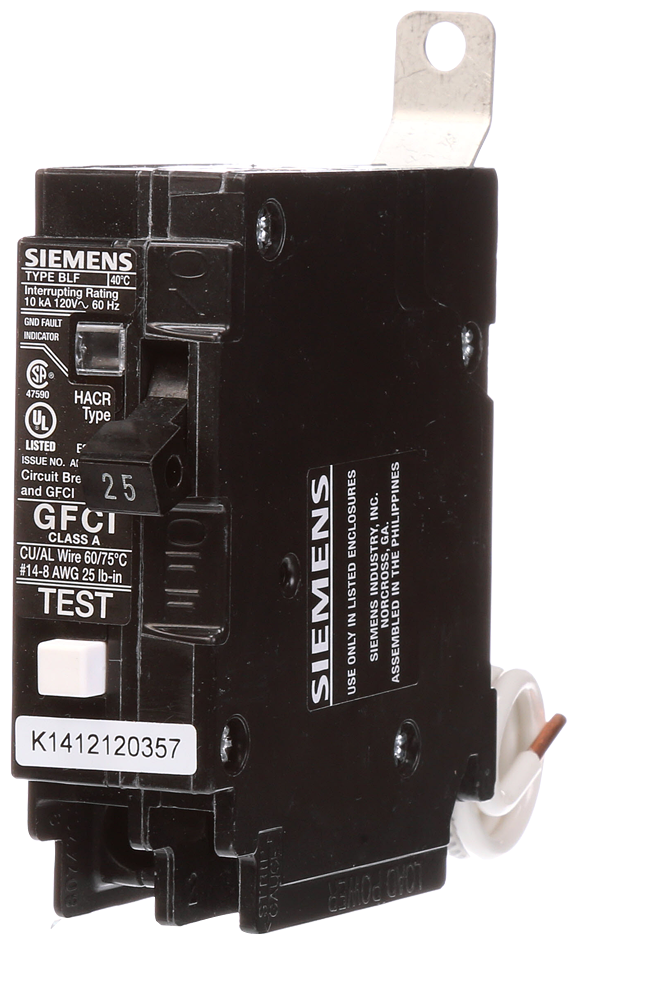 BRKR BLF2 GFCI 5mA 1P 120V 25A 10KA