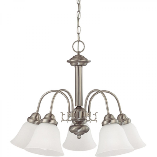 Ballerina - 5 Light Chandelier with Frosted White Glass - Brushed Nickel Finish
