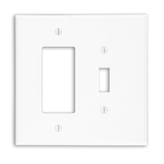2-Gang 1-Toggle 1-Decora/GFCI Combination Wallplate, Oversized, White