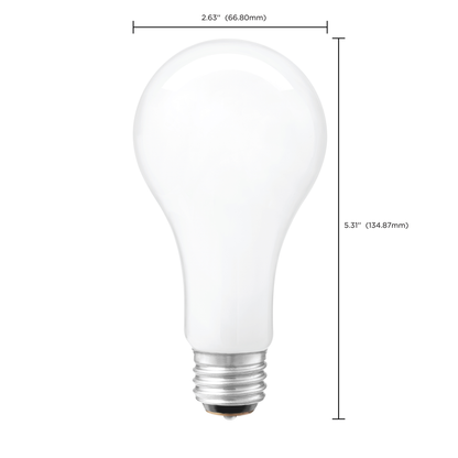 50/100/150 Watt A21 Incandescent; White; 2500 Average rated hours; Medium base; 120 Volt