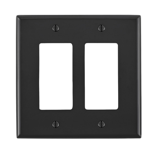 2-Gang Decora/GFCI Device Wallplate, Midway Size, Thermoplastic Nylon, Black