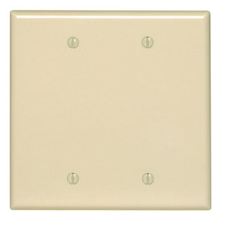 2-Gang Blank Wallplate, Midway Size, Thermoplastic Nylon, Ivory