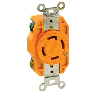 30 Amp, 125/250 Volt, Flush Mount Locking Receptacle, Industrial Grade