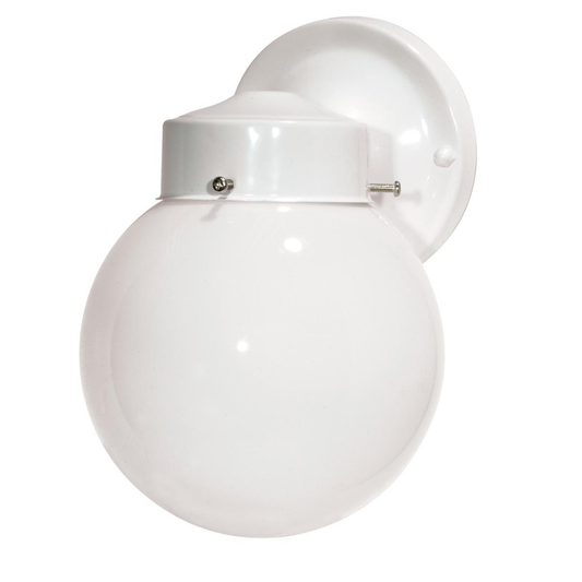 1 Light - 6" Outdoor Wall with White Glass - Gloss White Finsih