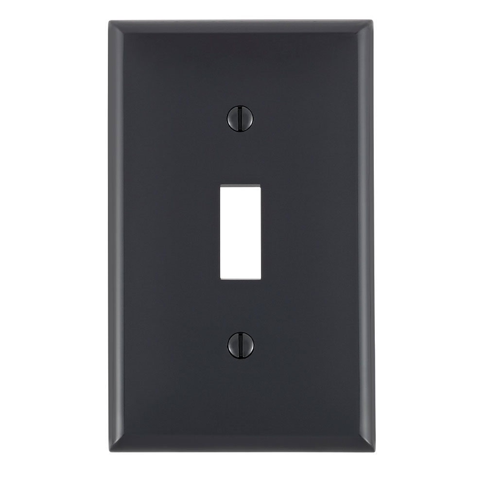 1-Gang Toggle Switch Wallplate, Standard Size, Thermoplastic Nylon, Black
