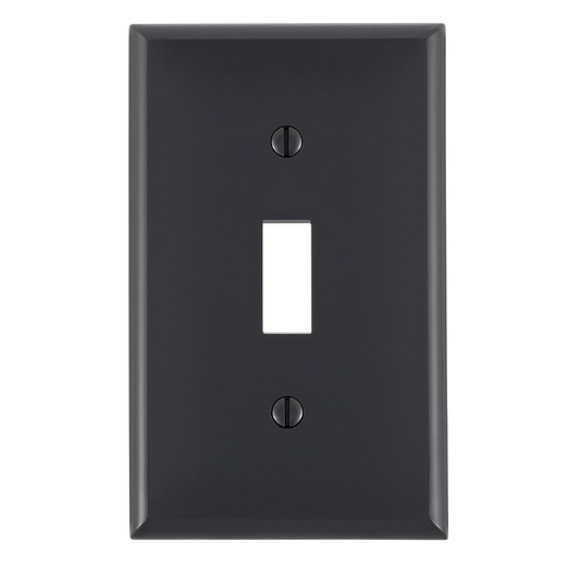 1-Gang Toggle Switch Wallplate, Standard Size, Thermoplastic Nylon, Black
