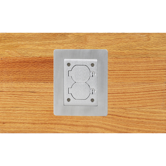 1-Gang Flat Flange with Grounding Wire, Rectangular, 6.00" X 4.85", Brushed Aluminum