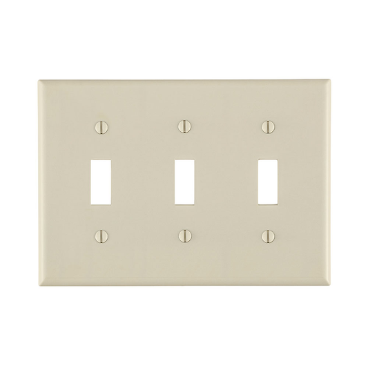 3-Gang Toggle Switch Wallplate, Standard Size, Thermoset, Device Mount, Light Almond