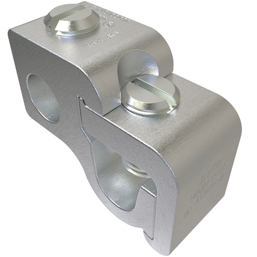 Aluminum Parallel Tap Connector, Dual Rated, Main Conductor Range 2-12, Tap Range 2-12 AL, 2-14 CU, Tin Plated, UL, CSA