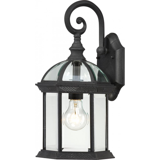 Boxwood - 1 Light - 15" Outdoor Wall with Clear Beveled Glass, Color retail packaging