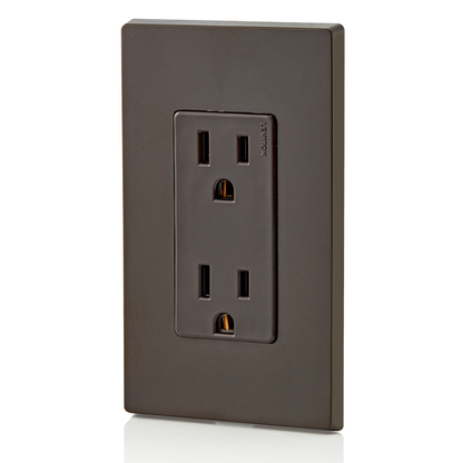 15 Amp Decora Duplex Outlet/Receptacle, Grounding, Brown