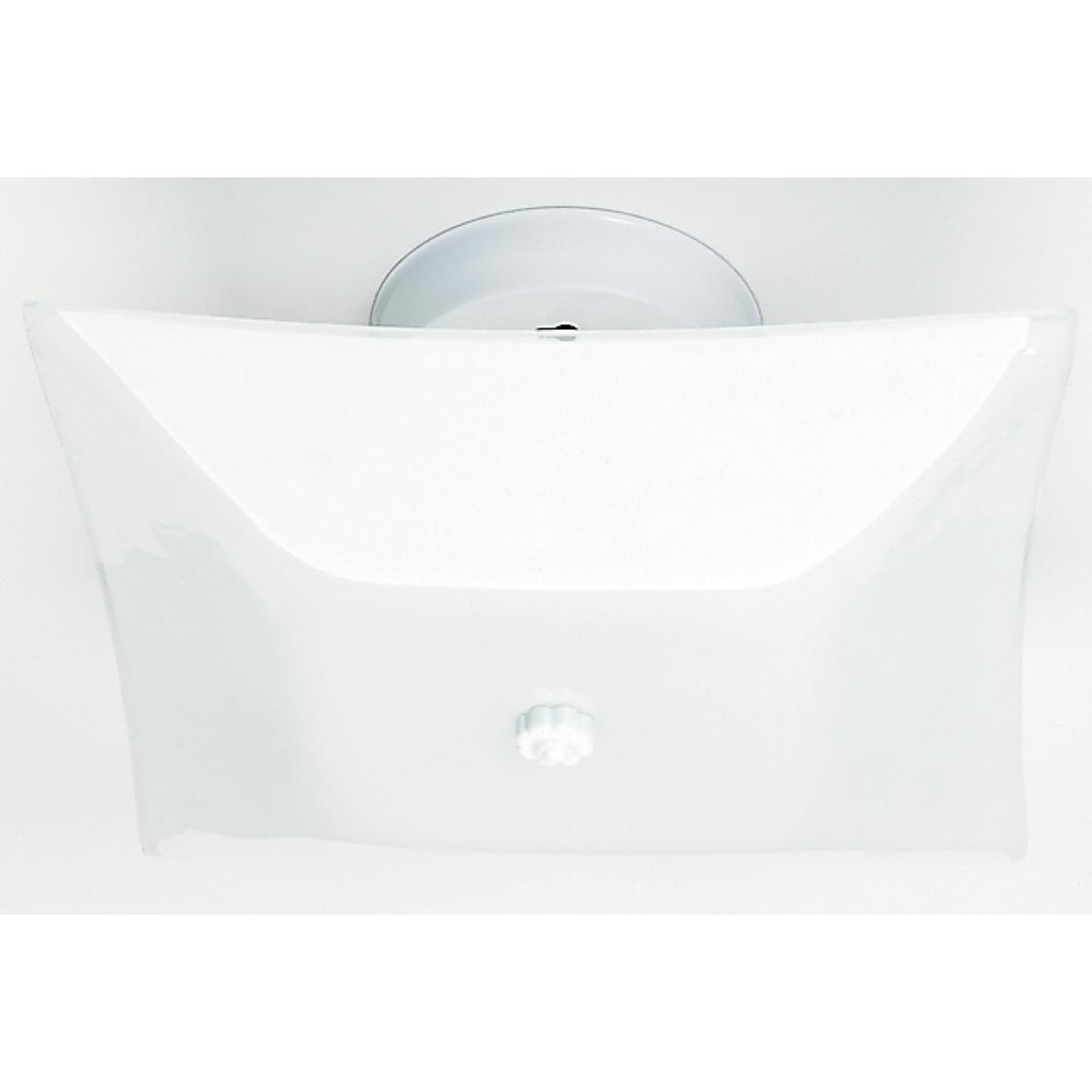 2 Light - 12" Flush with White Square Glass - White Finish