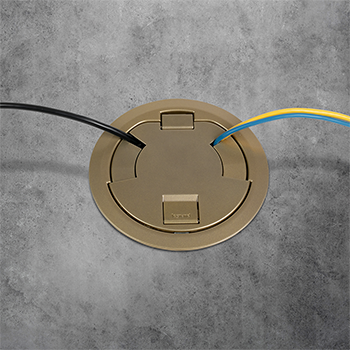 6AT Prewired Evolution™ Poke Thru Device, Surface Style Cover, Brass
