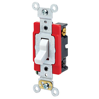 20 Amp, 120 Volt, Toggle Lighted Handle - Illuminated OFF 3-Way AC Quiet Switch, Industrial Grade, Self Grounding, Back & Side Wired, - White