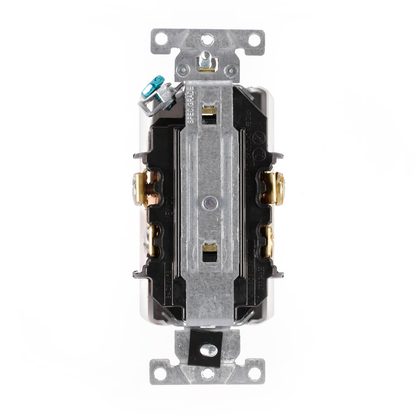 15 Amp Decora Plus Duplex Receptacle/Outlet, Industrial Grade, Self-Grounding, Marked Controlled
