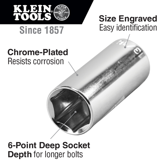 11/16-Inch Deep 6 Point Socket, 3/8-Inch Drive