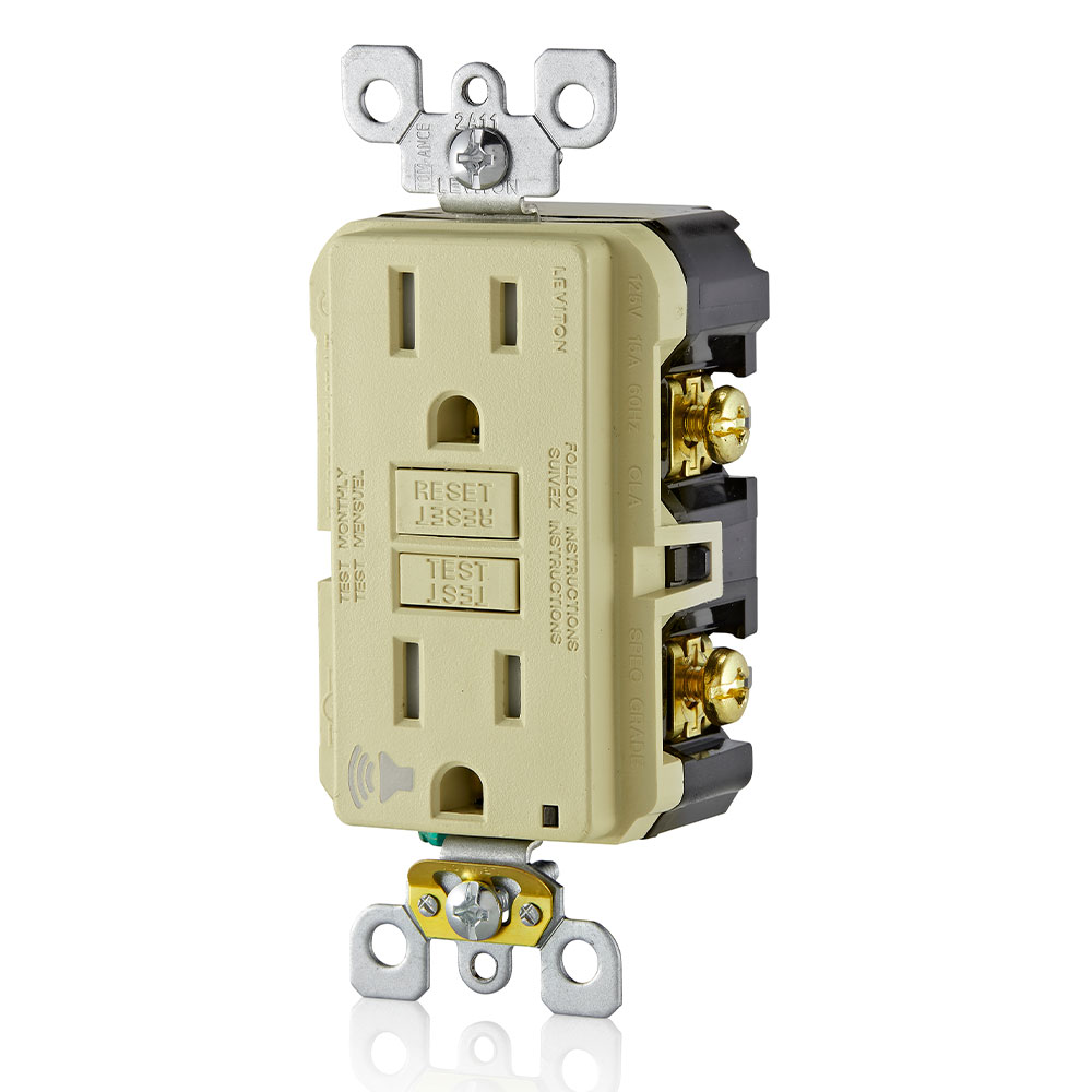15 Amp, Self Test, Tamper-Resistant GFCI Outlet with Audible Alarm & LED Indicator Light