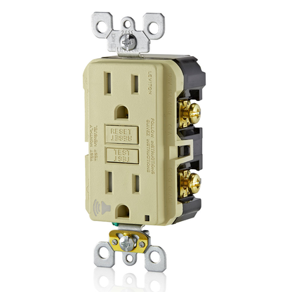 15 Amp, Self Test, Tamper-Resistant GFCI Outlet with Audible Alarm & LED Indicator Light