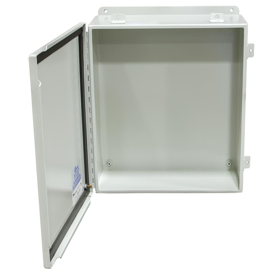 10x6x10 Hinge Cover Type 4 UL Listed Steel No Knockouts ANSI 61 Gray Continuous Hinge Clamps And Screws Gasket In Door Mounting Feet Back Panel Weld Studs