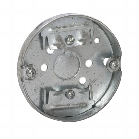 3-1/2 in. Round Ceiling Pan, Drawn, 1/2 in. Deep, One 1/2 in. KO and NMSC Clamps