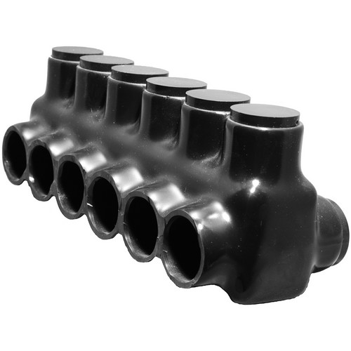 Black Insulated Multi-Cable Connector - Dual Entry 4 Ports 2 - 14