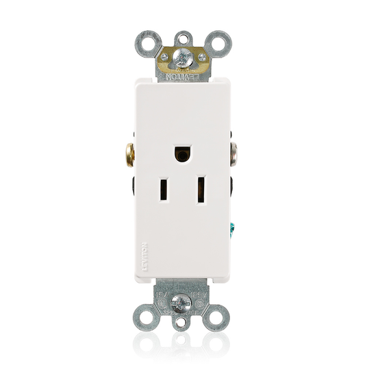 15 Amp Decora Plus Single Receptacle/Outlet, Commercial Grade, Self-Grounding