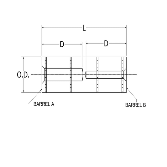 Al Compression reducing splice tubing, 4/0 str(Barrel A),2/0 str(Barrel B), 600V-35KV, Tin plated, White, 298 index