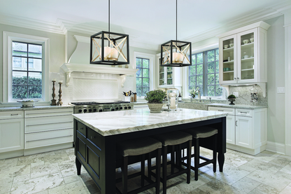 Boxer - 4 Light Pendant with Satin White Glass - Matte Black Finish with Antique Silver Accents