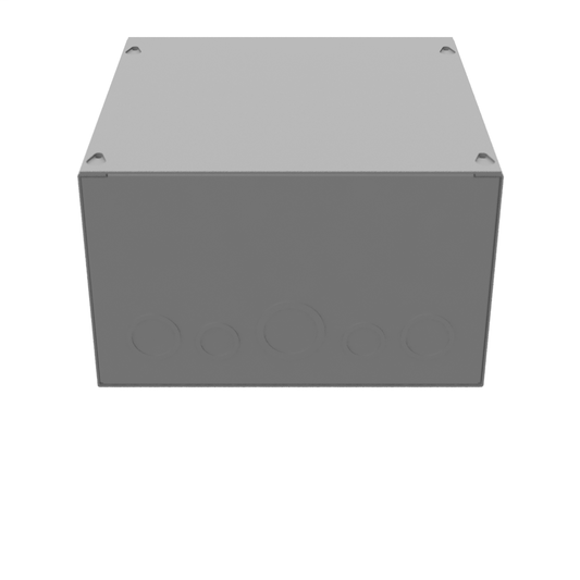 10x6x10 Screw Cover Type 1 UL Steel KOs Gray Cover w/Teardrop Slots Holes In Back