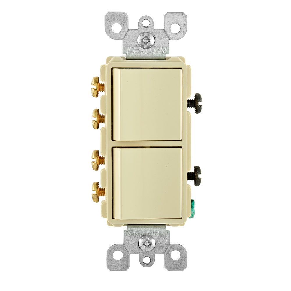 15 Amp Decora 3-Way / 3-Way Combination Switch, Grounding, Ivory