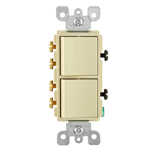 15 Amp Decora 3-Way / 3-Way Combination Switch, Grounding, Ivory