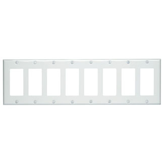 8-Gang Decora/GFCI Device Wallplate, Standard Size, White
