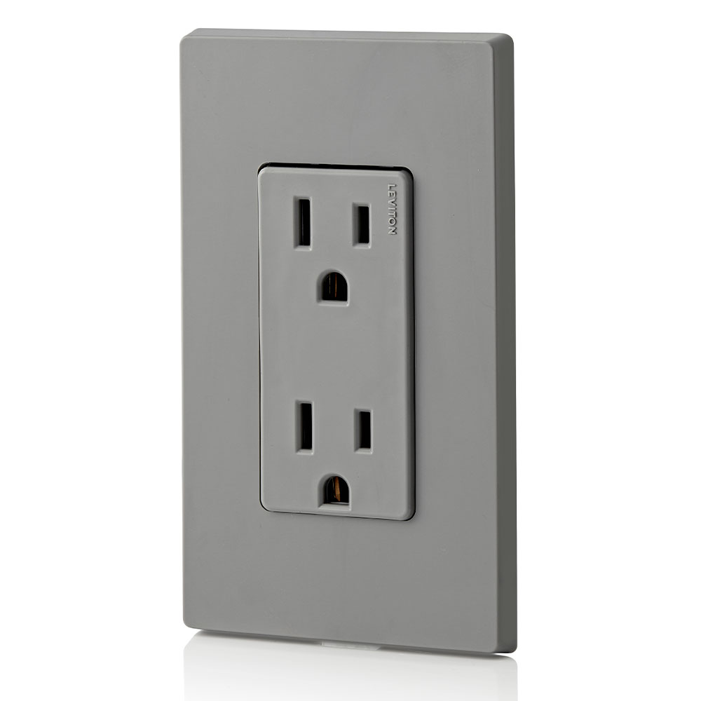 15 Amp Decora Duplex Outlet/Receptacle, Grounding, Gray