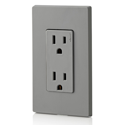 15 Amp Decora Duplex Outlet/Receptacle, Grounding, Gray
